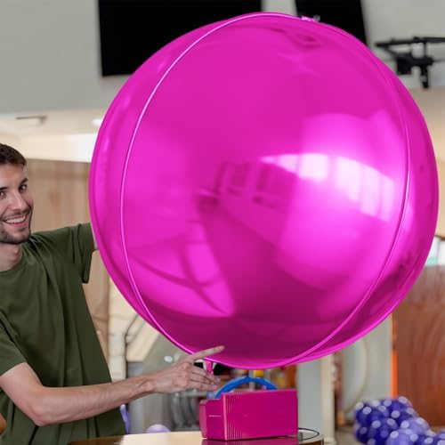 50 Inch Metallic Hot Pink Round Foil Balloons 3pcs Large Balloons - Image 3