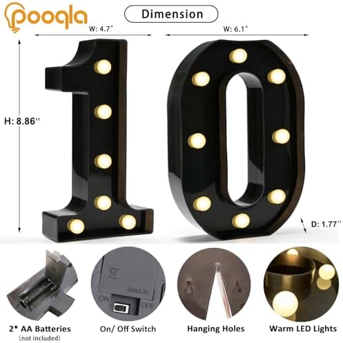 Pooqla Black Light Up Numbers, 10th Birthday Decorations for Boys - Image 4