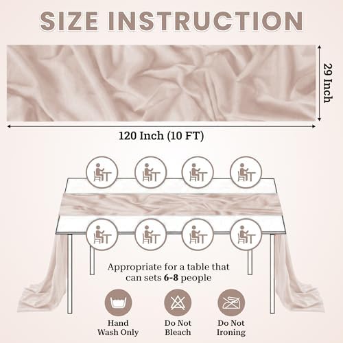 Pack of 12 Chiffon Table Runners 29 x 120 Inch, 10FT Long - Nude - Image 3