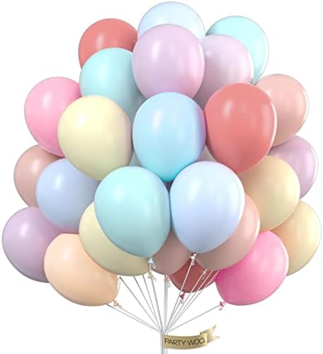 PartyWoo Pastel Rainbow Balloons 50pcs Latex Helium Balloons 12 Inch by PartyWoo