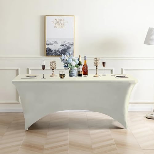 Eurmax USA 2-Pack Rectangular Fitted Spandex Table Covers 6ft Tablecloth Wedding Event Patio Table Decorations Stretch Table Cover for 6ft Folding Table (Ivory) - Image 6