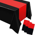 Oudain 6 Pcs Plastic Disposable Table Cloth 54" x 108", Black, Red by Oudain