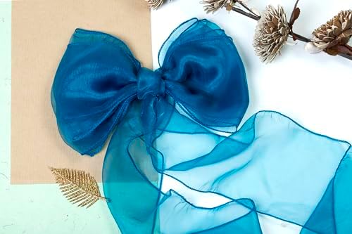 MDS Pack of 150 Organza Chair Sashes for Wedding & Event Décor – Dark Teal - Image 5
