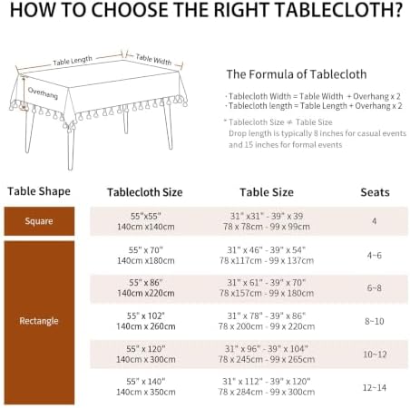 Deep Dream Tablecloths, Waterproof Table Cloth, Linens Wrinkle Free Anti-Fading, Rustic Table Cover Decoration for Kitchen Dinning Christmas (Rectangle/Oblong, 55''x102'',8-10 Seats, Solid Grey) - Image 6