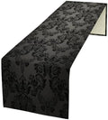 Black Damask Table Runner, Vintage Gothic Floral Skull Exotic Moth Bohemian Antique Victorian Baroque Dinner Runner for Farmhouse Party Holiday Home Kitchen Dining Table Decor 13"x108" by SHElifestyle