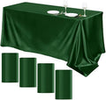 TURSTIN 4 Pack Dark Green Satin Tablecloth 102 x 58'' Overlay Table Cover by TURSTIN