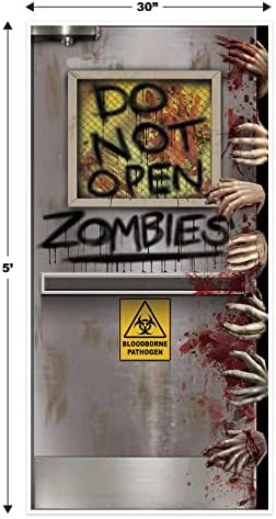 Beistle Zombie Lab Door Covers, 5’ x 30”, 2 Pieces – Plastic for Indoor & Outdoor Use – Easily Display – Halloween Decorations, Horror Front Door Cover, Scary Haunted Decor - Image 2
