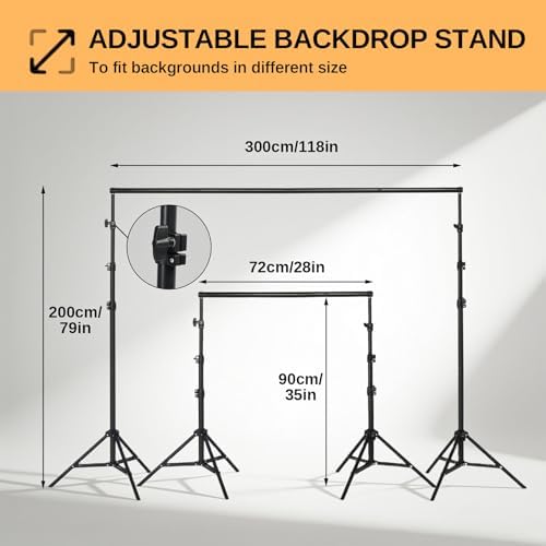 ShowMaven Backdrop Stand, 6.4ft x 10ft Adjustable Photo Background Stand with Carry Bag for Photography Photo Video Studio, Baby Shower, Birthday Party (6.4ftx10ft) - Image 4