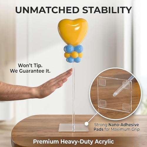 12 Pack Clear Acrylic Balloon Stand 23.6 inch Party Centerpiece - Image 2