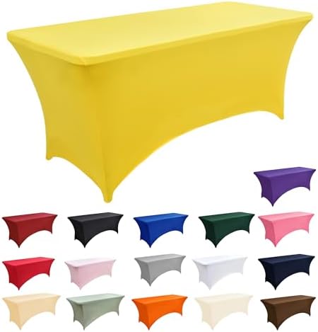 10-Pack 6ft Spandex Table Covers for Rectangle Standard Folding Tables - Wrinkle Resistant Stretch Tablecloths - Ultimate Fitted Table Protector for Parties, Banquet, Wedding - Image 3