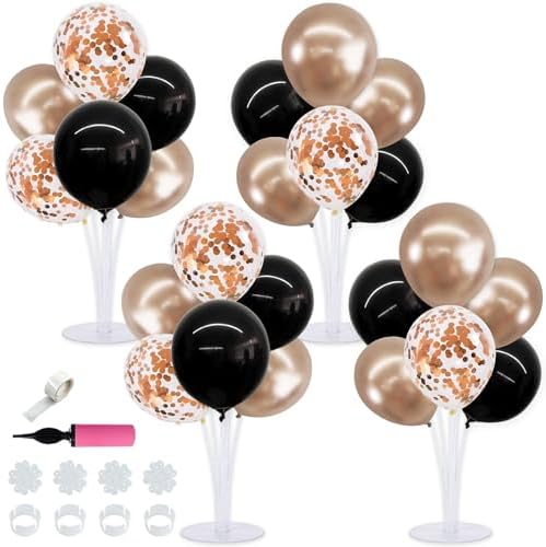 TONIFUL 4 Black Champagne Gold Balloon Stand Balloon Centerpieces for Table by TONIFUL