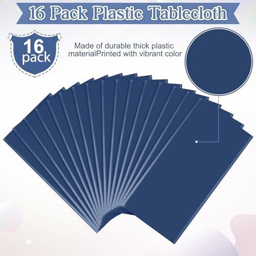 16 Pack Navy Blue Plastic Tablecloth for Rectangle Tables, Premium Decorative Navy Blue Disposable Table Cloths for Parties, Rectangle Party Table Cover for Birthday Wedding Banquet Event, 54x108 Inch - Image 4