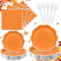 96 Pcs Fall Orange and White Paper Plates and Napkins Set Serve 24 Guests by Unknown