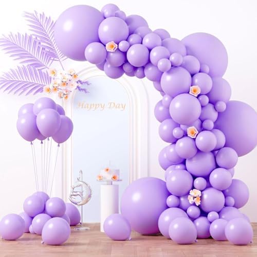 Voircoloria 130pcs Pastel Purple Balloons Arch Kit, 18 12 10 5 Inch by Voircoloria
