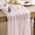 Artoid Mode 3PCS Blushing Pink Gauze Table Runner 120 Inch 10FT, Seasonal Sheer Kitchen Dining Holiday Wedding Birthday Baby Shower Table Decor for Home Party by ArtoidMode
