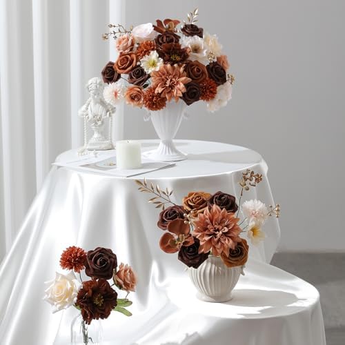 Floweroyal Artificial Flowers Fake Rose Flowers Dahlia with Stems for DIY Wedding Bridal Bouquets, Baby Shower, Floral Arrangement, Table Centerpieces, Home Decorations - Image 3