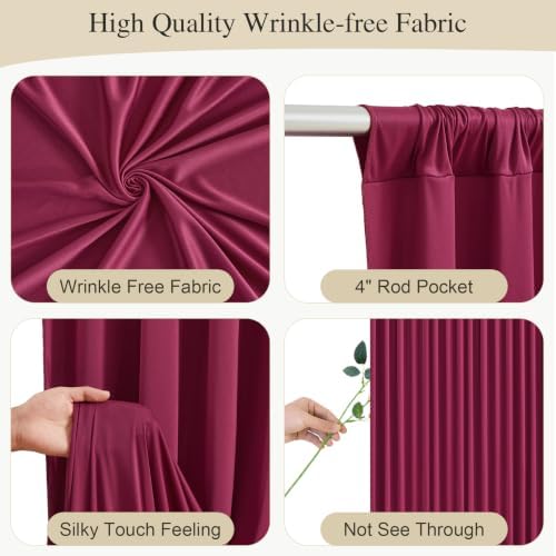 Burgundy Backdrop Curtains with Lights for Parties,10x10FT Wrinkle Free Wedding Photo Backdrop Curatin Drapes Fabric for Baby Shower Birthday Ceremony Reception Home Party Decorations - Image 6