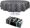 Grandipity Plastic Table Cloth Disposable 12 Pack 84" Round Gingham by Grandipity
