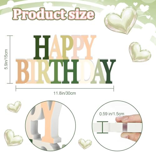 Novabright Happy Birthday Sign, Sage Green, No Glitter - Image 2