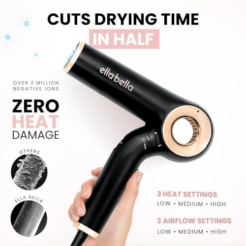 ELLA BELLA® Ionic Hair Dryer (Foldable) with Diffuser, Perfect for Travel - Image 3