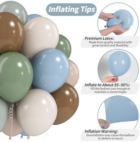 Sage Green Blue Brown Balloons, 60PCS Dinosaur Safari Wild Party Balloon - Image 5