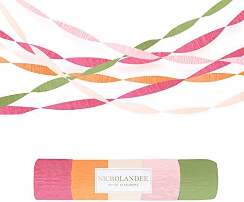 NICROLANDEE 5 Rolls Pastel Crepe Paper Streamers Backdrop Decorations by nicrolandee