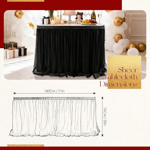 THARAHT Tulle Table Skirt 6FT 180CM Long for Rectangle Tables Round Tables Ruffle Desk Skirt for Princess Girls Birthday Party Cake Dessert Decorations Table Skirt - Image 2