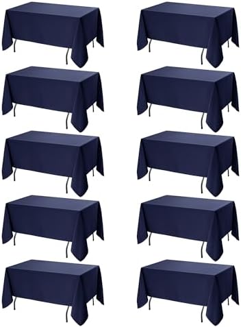 10-Pack Navy Blue Tablecloths for Rectangle Tables, 70 x 108 in by DailySet