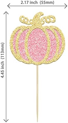 24Pcs Pink Pumpkin Cupcake Toppers Girl Baby Shower Decorations Pumpkin Birthday Decorations Cupcake Picks Pumpkin Gender Reveal Cupcake Toppers Party Supplies - Image 2
