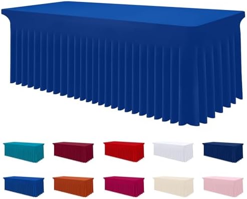 Smiry Spandex Elastic Fitted Table Cloth Skirt for 8FT Rectangle Table by Smiry