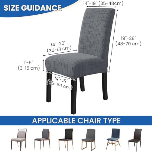 Super Stretch Chair Covers for Dining Chairs Set of 6, Light Gray - Image 3