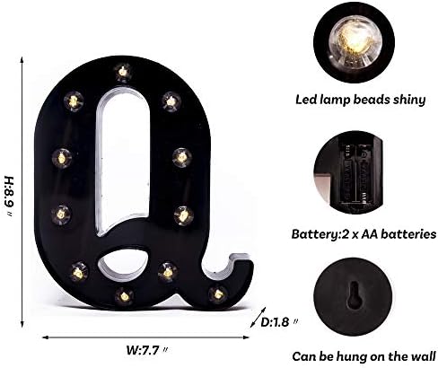 Foaky Black LED Marquee Number Lights Sign Light Up Marquee Number Lights Sign for Night Light Wedding Birthday Party Battery Powered Christmas Lamp Home Bar Decoration - Image 3