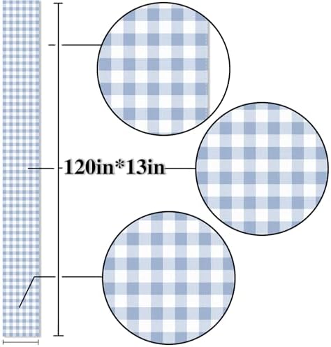 Dusty Blue Gingham Table Runner Light Blue Checkered Boy Girl Baby Shower Birthday Party Decoration Home Dining Kitchen Island Decor (13" x 120") - Image 6