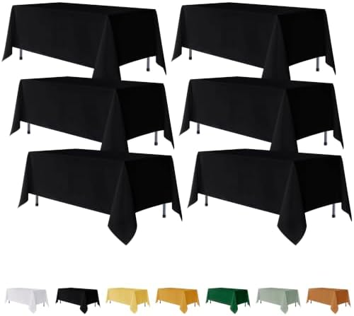 Fitable 6 Pack Rectangle Tablecloths, 70 x 108 Inch, Black by Fitable