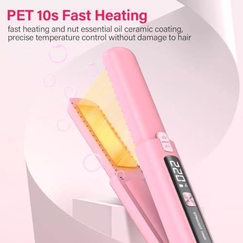 Cordless Hair Straightener and Curler 2 in 1, Mini, Lightweight and Small,USB Rechargeable with 4500mAh Battery, 10s Fast Heating, Portable Ceramic Flat Iron for Travel (Light Pink) - Image 7