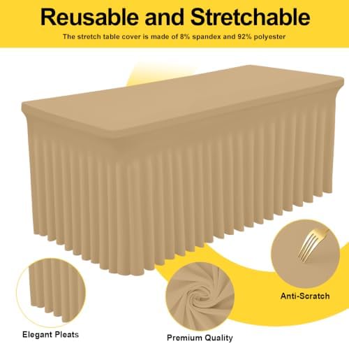 Smiry Spandex Elastic Fitted Table Cloth Skirt for 4FT Rectangle Table - Image 3