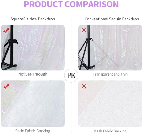 SquarePie 8x8ft Iridescent Sequin Backdrop, High Density Non-Transparent Glitter Curtain for Photography, Birthday, Wedding Party Decorations, Thick Solid Background with 4" Rod Pocket, 1 Panel - Image 6