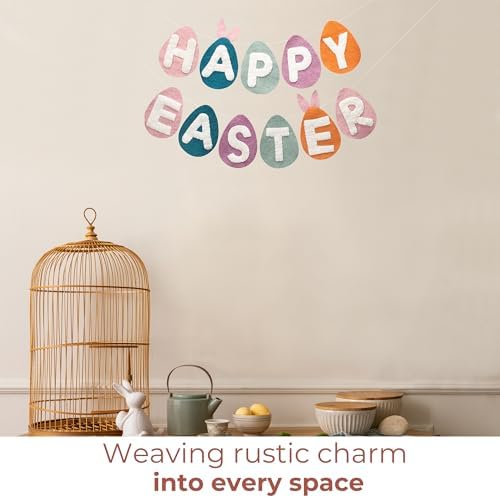 Folkulture Easter Garland (6 ft) | Premium Wool Felt Bunny Garland for Easter Decorations, Outdoor Spring Party & Home Décor | Easy to Hang, Adjustable Happy Easter Banner Or Garland for Mantle, Wall - Image 7