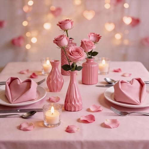 UPBUD Baby Pink Glass Bud Vases Set of 12, Mini Vase for Centerpieces - Image 5