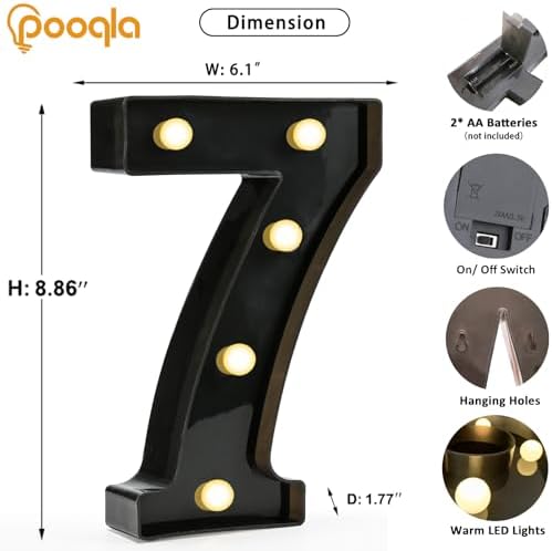 Pooqla Black Light Up Numbers 7, 7th Birthday Decorations for Boys - Image 4