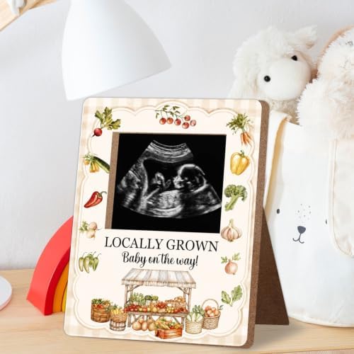 Locally Grown Baby Shower Decor Frame, Vegetable theme Baby Shower Party Supplies, for Expecting Parents-to-Be Keepsake Gifts, Pregnancy Sonogram Frame Keepsake, Gender Reveal Present - Image 3