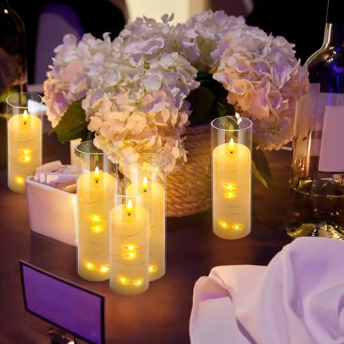 YOROXRG Flickering Flameless Candles Battery Operated with Remote, LED Pillar Candles with Realistic Moving Wick for Halloween, Christmas, Home Decor Pack of 12 (D2.2 x H 5" 6" 7") Ivory - Image 5