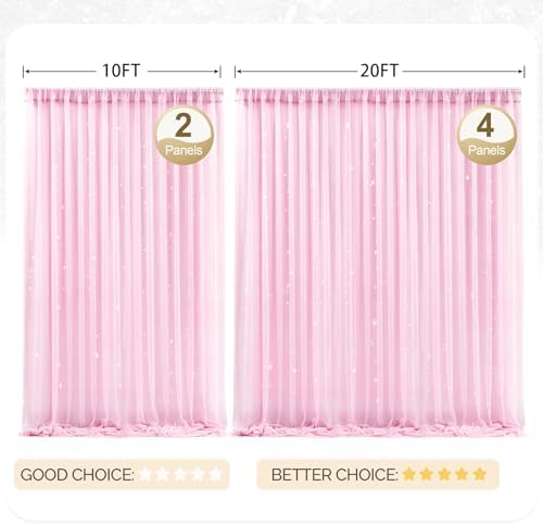 30x8ft Baby Pink Tulle Backdrop Curtain with Lights String for Parites, Sheer Photo Backdrop Curtains with Lights for Wedding Backdrop Ceremony Reception Bridal Shower Baby Shower Birthday Party - Image 5