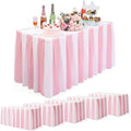 Remagr 6 Pack Pink Carnival Table Skirt Party Decorations Pink and White Striped Table Skirts Disposable Carnival Decorations for Circus Party Decor Wedding Baby Shower Supplies, 29" x 14 ft by Remagr