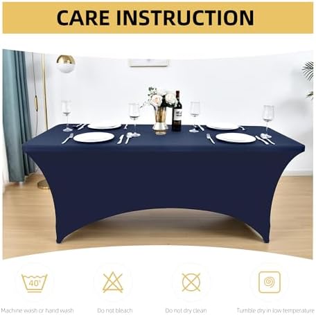 2-Pack 6ft Spandex Table Covers for Rectangle Standard Folding Tables - Wrinkle Resistant Stretch Tablecloths - Ultimate Fitted Table Protector for Parties, Trade Shows, Banquet - Image 6