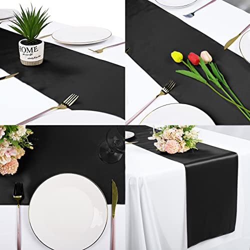 10-Pack Black 12 x 108 inches Long Premium Satin Table Runner - Image 6