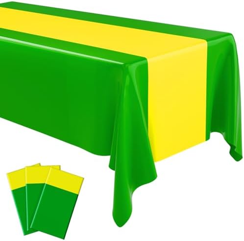 Oudain 3 Pcs Plastic Disposable Table Cloth 54" x 108", Green, Yellow by Oudain