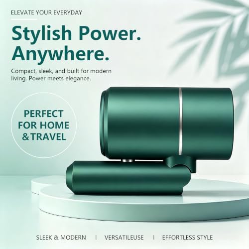 Foldable Ionic Hair Dryer with Diffuser, 1875W Green - Image 5