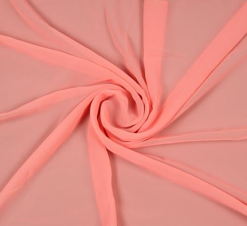 5 Yard Chiffon Fabrics, 44" Wide, Lightweight, Sheer – Peach - Image 3