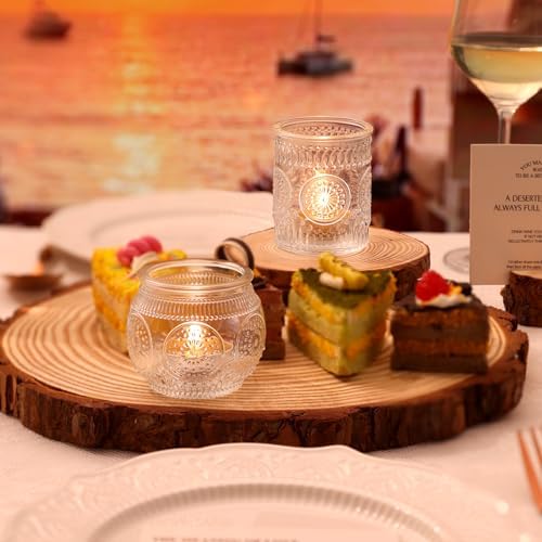 DARJEN 24Pcs Clear Votive Candle Holders - Glass Tea Light Candle Holder, Candle Holders Bulk, Embossed Candle Votives for Wedding Centerpiece & Home Decor (Pack of 3) - Image 4